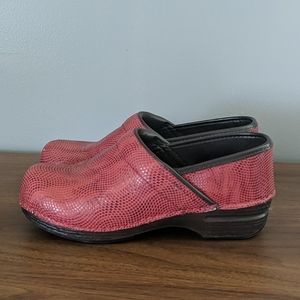 Dansko Red Snake Embossed Clogs